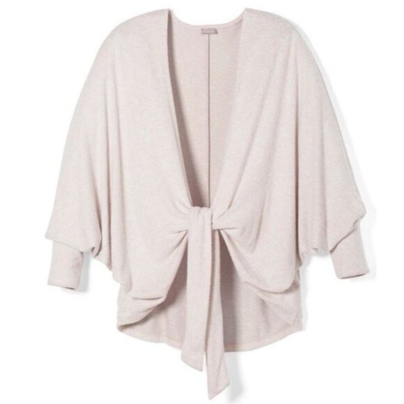 Chicos SZ 1 M 8 Cozy Front Tie dolman batwing sleeve draped Cardigan Blush Pink - Picture 4 of 12